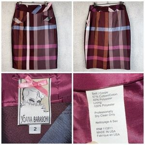 Yoana‎ Baraschi Women's Skirt Multicolor 2 Cotton Blend Mid-Length Pencil Office